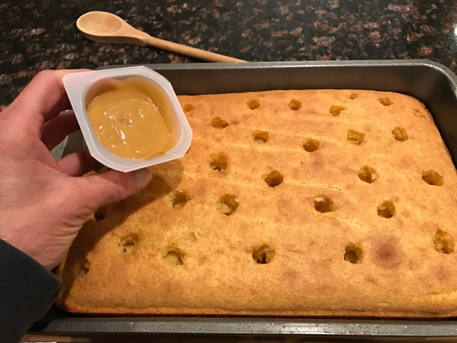 Butterscotch Poke Cake with Whipped Chocolate Ganache