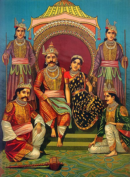 Draupadi, Yudhishtira, Bhima, Arjuna, Nakula, Sahadeva, Pandavas