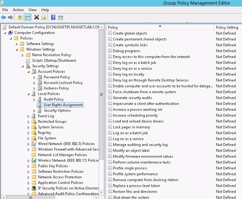 Windows 2012 GPO security settings