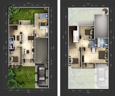 16 Denah rumah minimalis ukuran 9x18 meter 5 kamar tidur 2 lantai