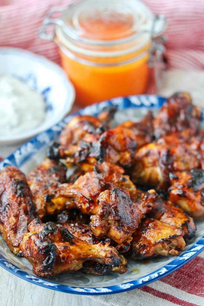 Grilled Chicken Wings with Carrot Habanero Hot Sauce and Blue Cheese ...