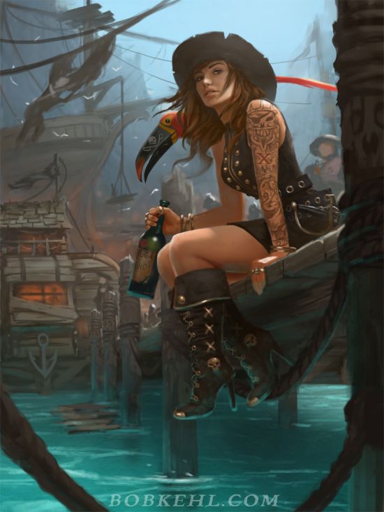 As ilustrações de fantasia com mulheres piratas de Bob Kehl Bob Kehl deviantart artstation arte ilustrações mulheres piratas fantasia