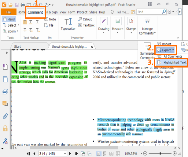 แยกข้อความที่เน้นจาก PDF