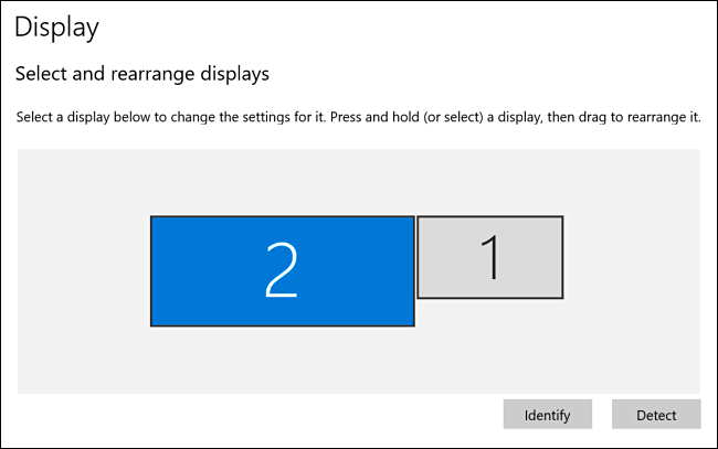 جهاز العرض 2 محدد في إعدادات عرض Windows 10