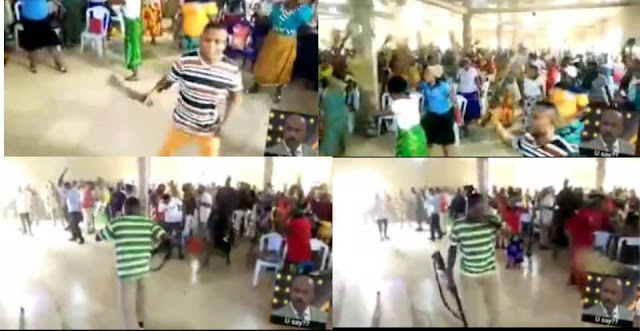 Church Members Praying With Different Weapons To 'Attack Principalities And Powers' (Watch video)