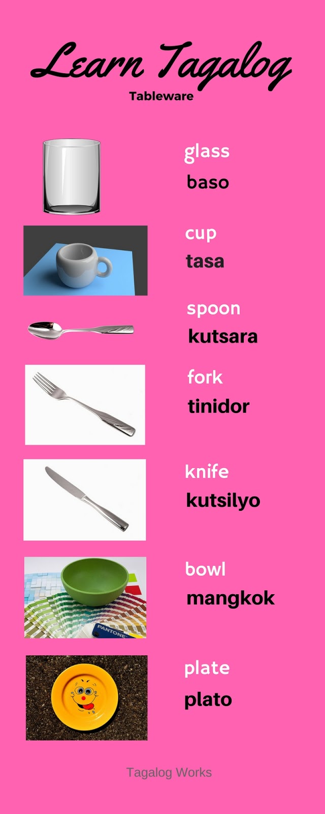 Office, school things and Dinnerwares in Tagalog.