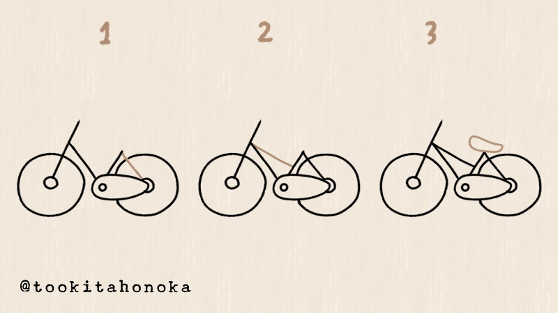 自転車のイラストの簡単かわいい描き方｜手書き・ボールペン・手帳用