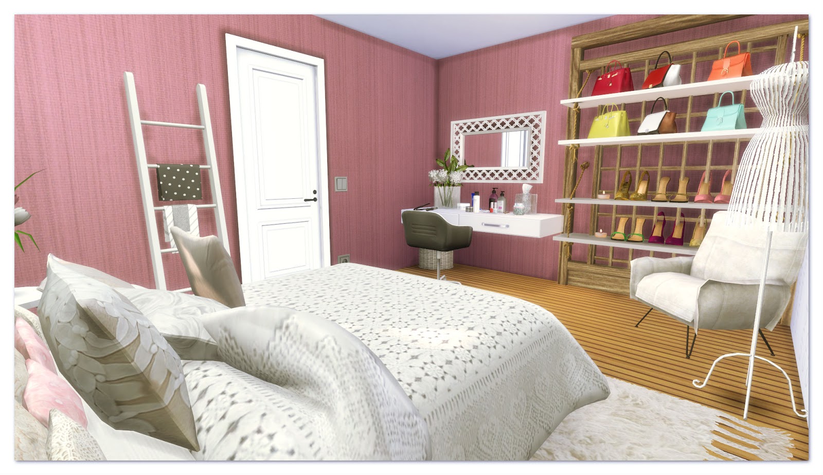 Sims 4 Pink Bedroom II (Room + Mods for download) Dinha