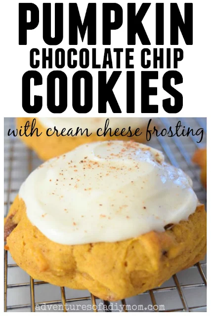 pumpkin chocolate chip cookies with cream cheese frosting
