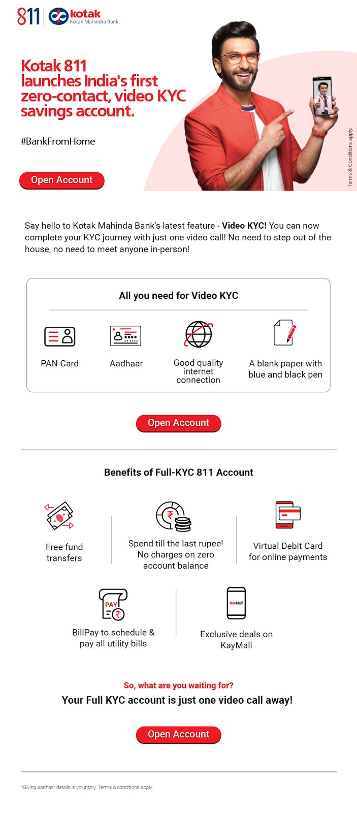 India’s first zero-contact Video KYC Savings Account