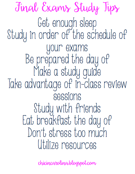 Chic in Carolina: Final Exams Study Tips