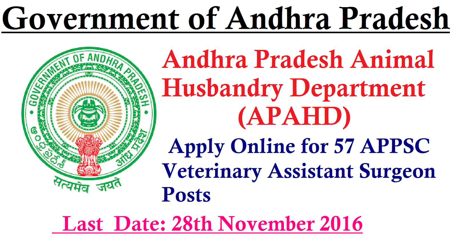 APAHD Recruitment 2016 Apply Online 57 APPSC Veterinary Assistant Surgeon  Posts - TS TET Online Application Avanigadda Study Material Download