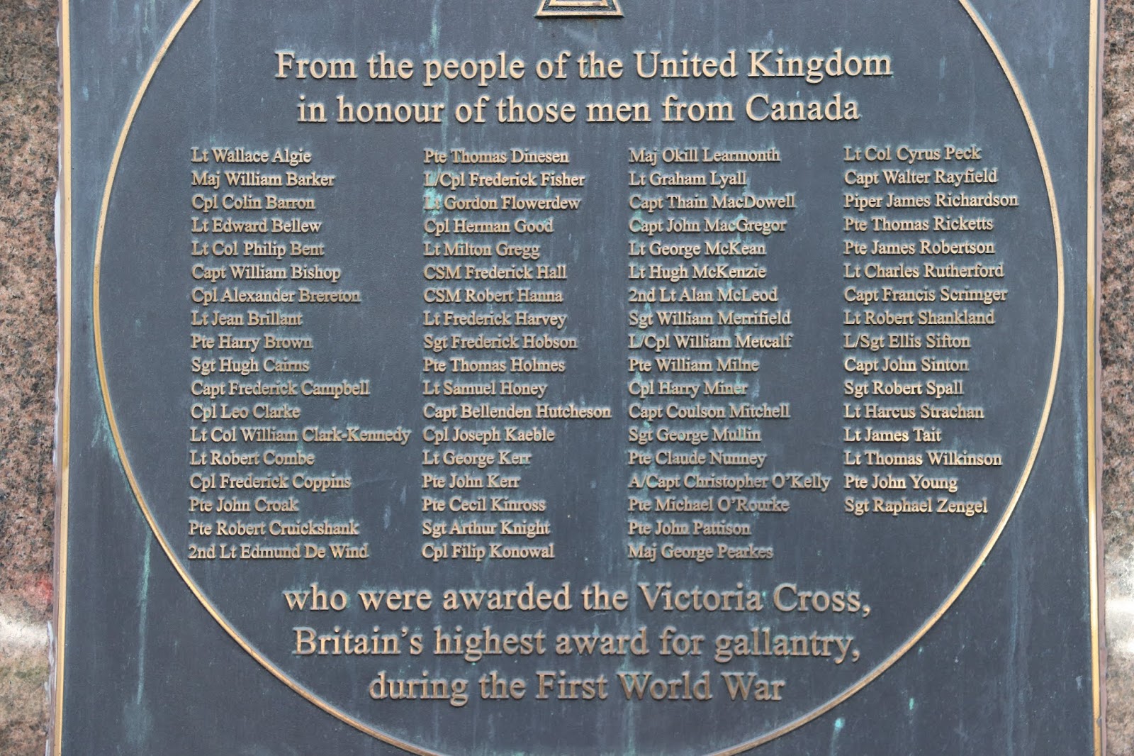 Memorials in Ottawa Victoria Cross Plaque