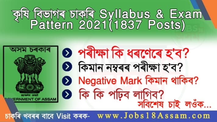 Agriculture Department Assam Syllabus 2021 & Exam Pattern PDF