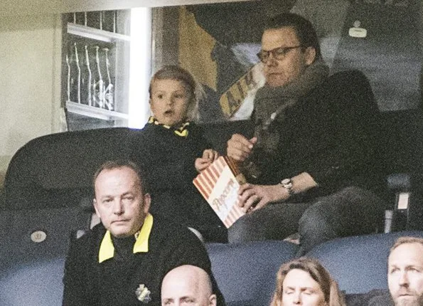  Princess Estelle of Sweden and her father Prince Daniel watched a football match on Sunday at Sweedbank Arena in Stockholm