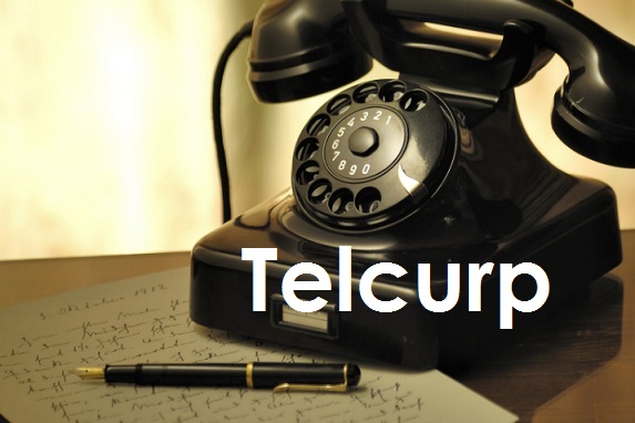 Aparato Telefonico en color negro con texto de Telcurp