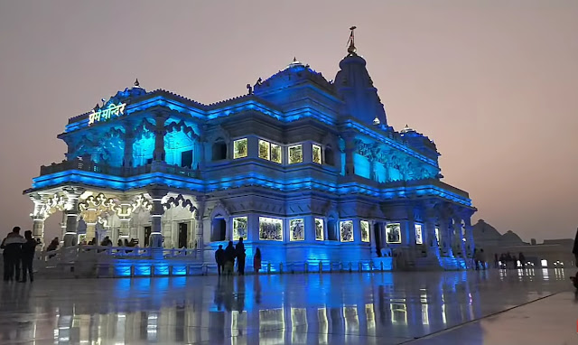 Prem Mandir changing light Night View photo