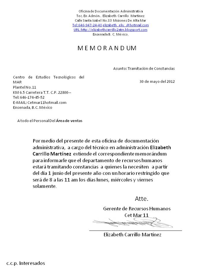 Ejemplos De Memorandum