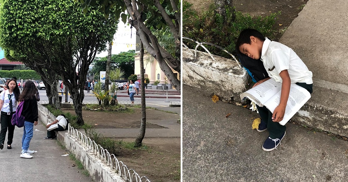 Kid falls asleep while studying, selling sampaguita