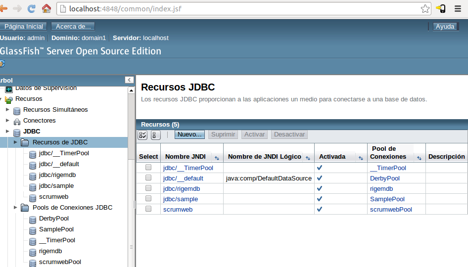 Crear un pool de Conexiones en GlassFish