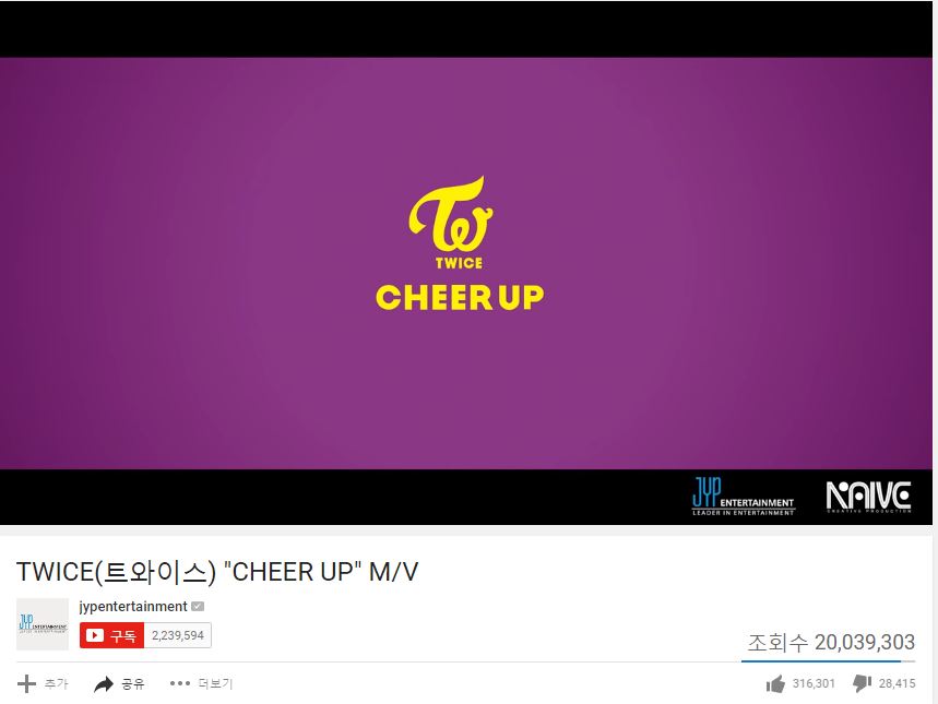 트와이스 CHEER UP 2천만 달성 | 인스티즈