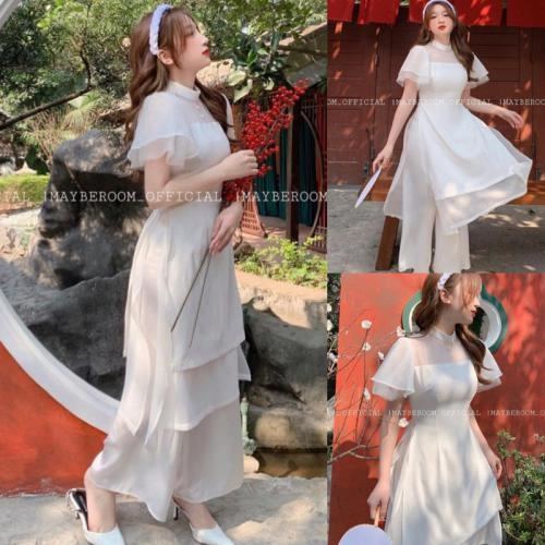 SET ÁO DÀI TRẮNG THƯỚT THA DỊU DÀNG CHO BẠN GÁI – NB095