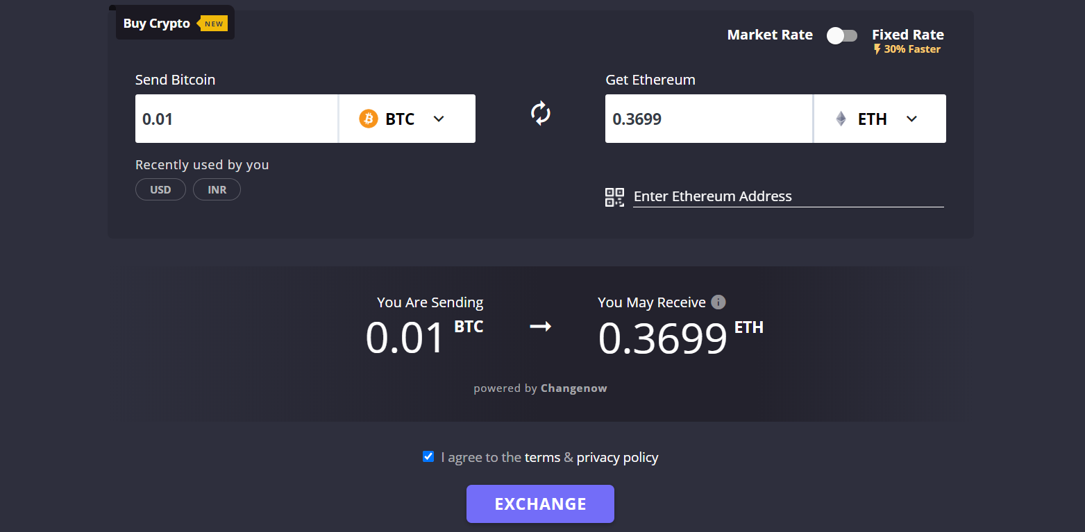 CoinSwitch Landing Page
