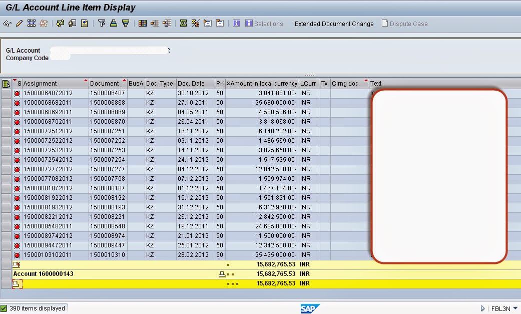 SAP FICO Real Time Issues Difference between F03 Balance & FBL3N Open