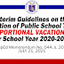 Interim Guidelines on the Computation of Public School Teachers’ Proportional Vacation Pay for School Year 2020-2021