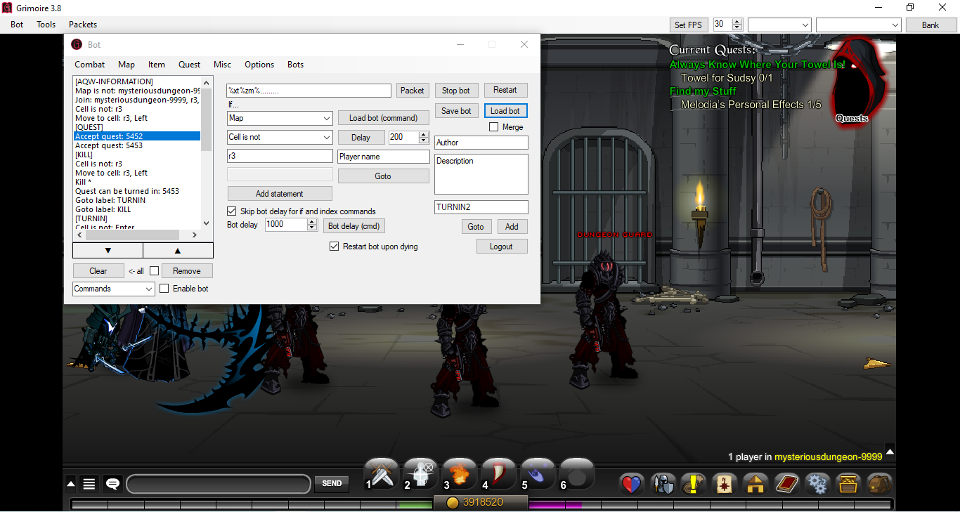 AQW Mysterious Dungeon Rep Bot AQW Information