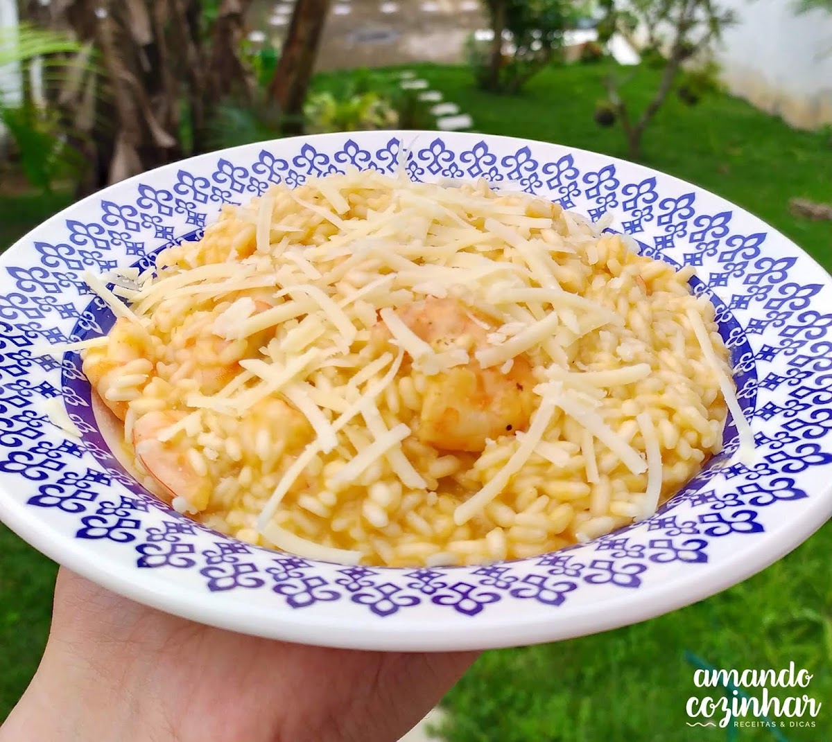 Risoto de camarão cremoso