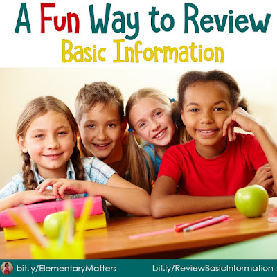 A Fun Way to Review Basic Information: This is a great end-of-the-year, beginning of the year, or anytime game, with suggestions on how to use it.