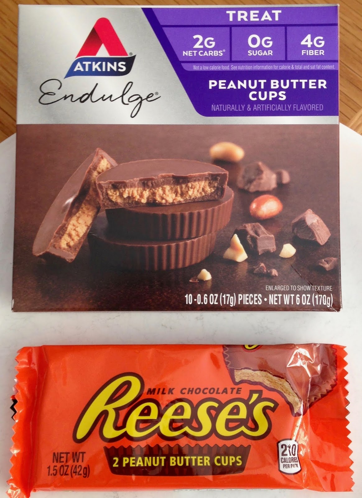 Peanut Butter Cup Showdown Atkins vs Reese's