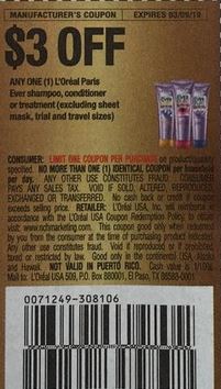 $3.00/1 L’oreal Ever Shampoo, Conditioner or Treatment coupon