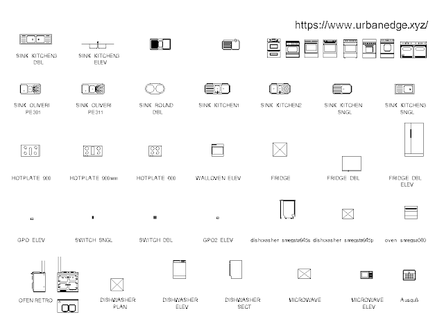 Kitchen Fixtures and Technics free cad blocks download - 40+ free cad blocks