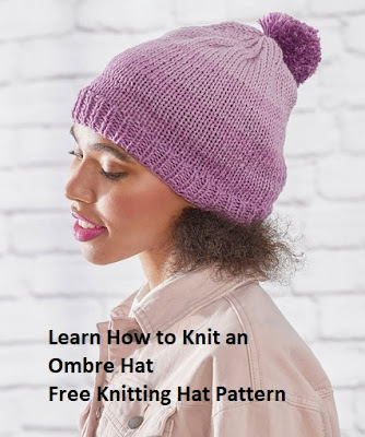  Free Knitting Pattern for an Ombre Hat using Red Heart Ombre Yarn