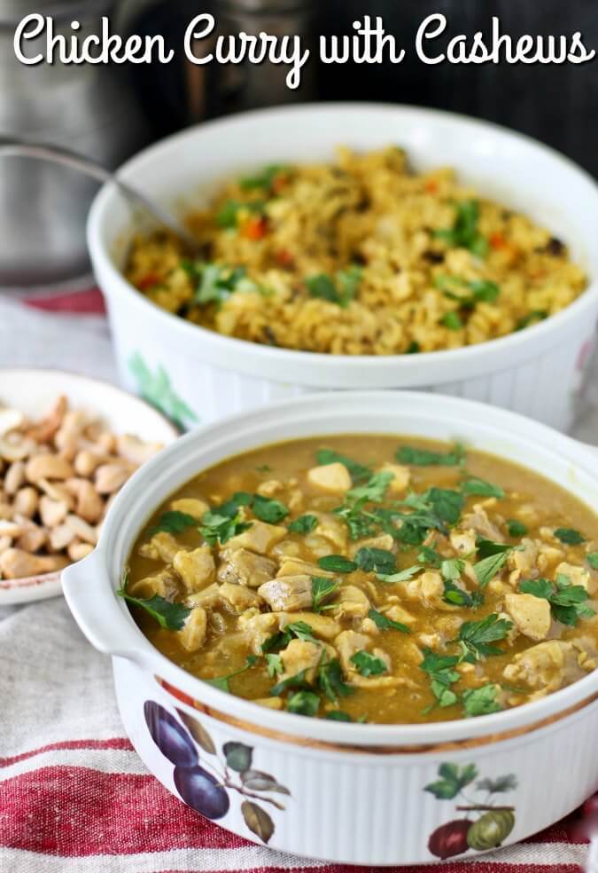 Chicken Curry with Cashews and Brown Basmati Rice Pilaf Karen's