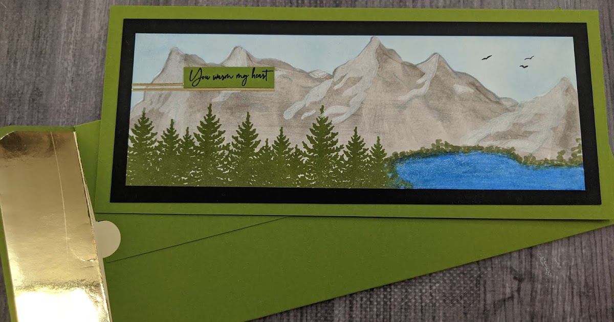 Jenny Card Designs Mountain Scene Slimline Card Project