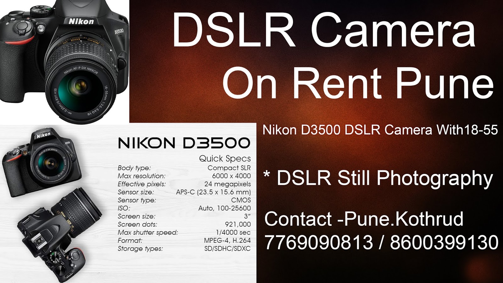 dslr camera on rent pune near me