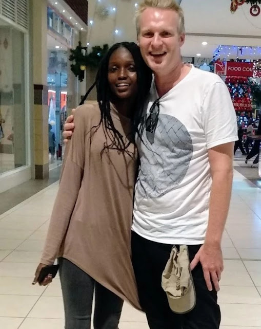 Felesta Nyamathira Njoroge with her Belgium boyfriend photo