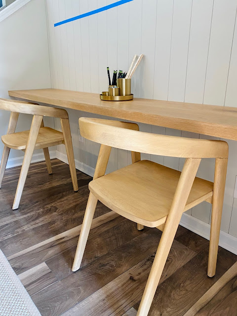 DIY Office Nook in Kitchen with Built in White Oak Desk