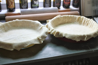 Pie dough in pie plates