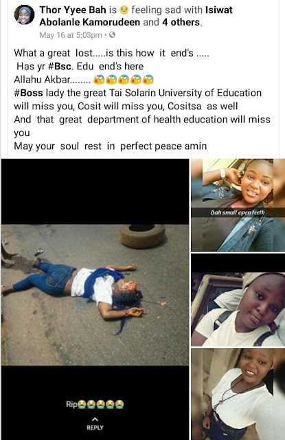 300L female student crushed to death by truck after falling off Okada on the way to school in Ogun State