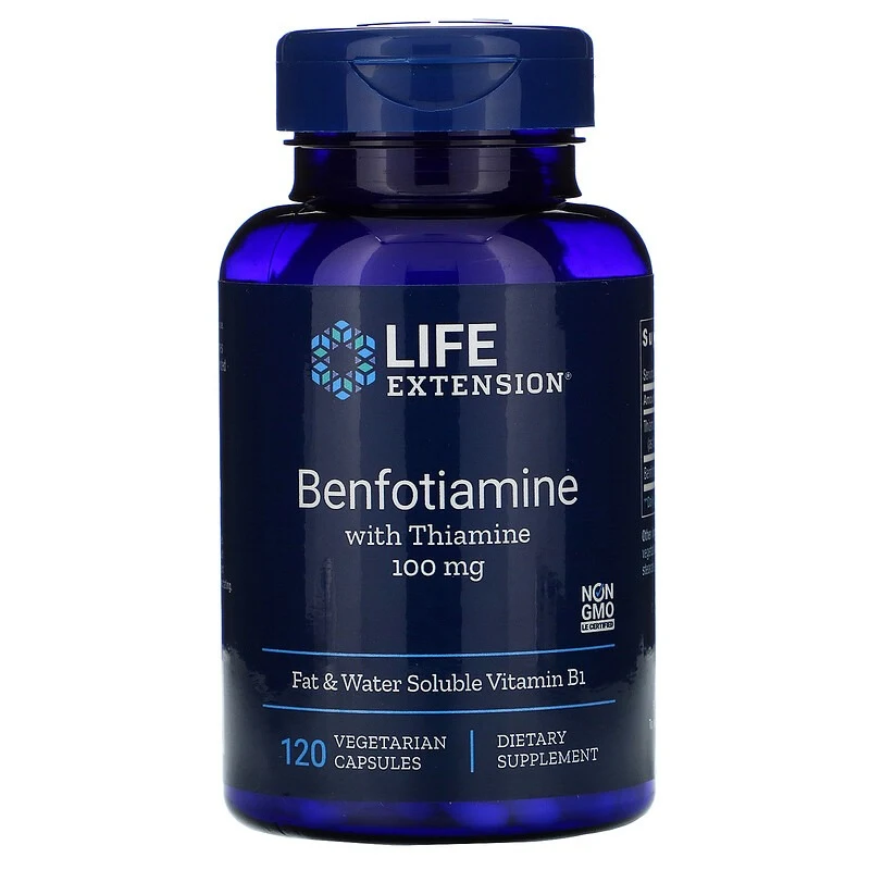Life Extension, Benfotiamine with Thiamine, 100 mg, 120 Vegetable Capsules