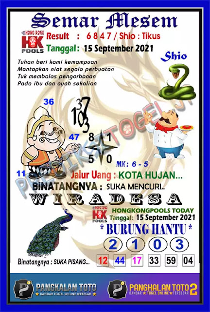 Prediksi Syair Hk 15 September 2021 Pangkalantoto