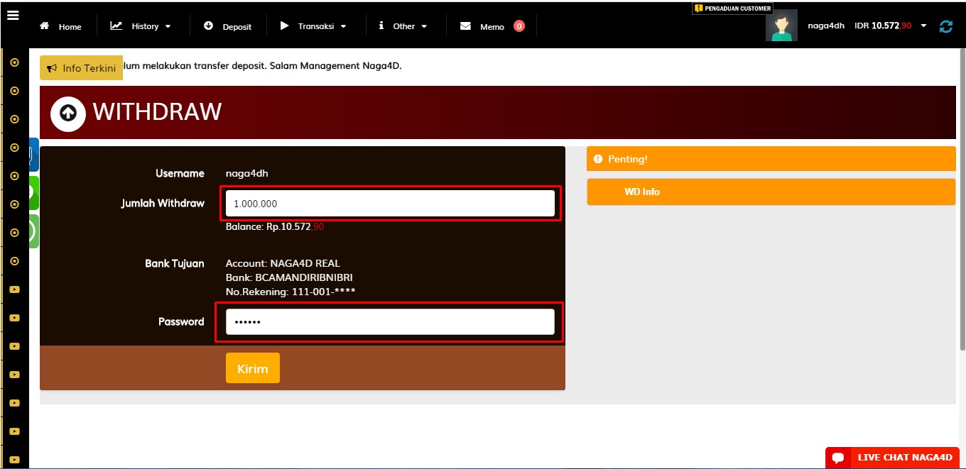 Syarat Dan Ketentuan Withdrawal