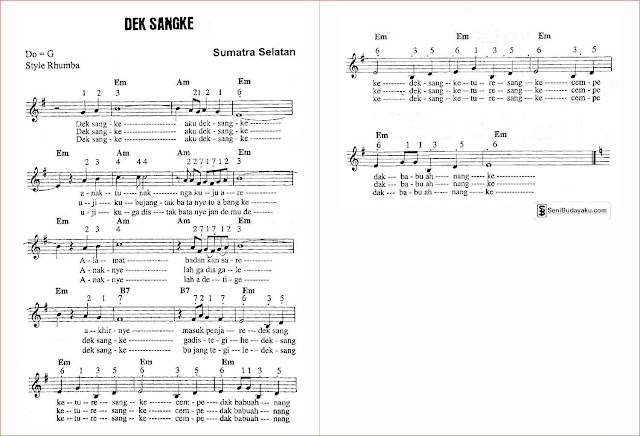 Not Angka Lagu Pempek Lenjer Rasanya