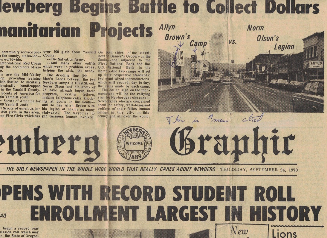 Uibles A Family Blog 1970 Roberta's Letter & Newberg newspaper Sept.