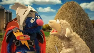 Super Grover 2.0 Farm. A sheep has lost her knitting needle in a haystack and needs help. Sesame Street Episode 4325 Porridge Art season 43