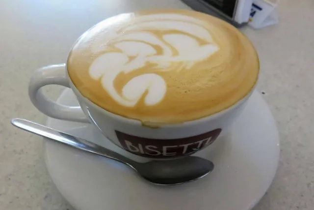 Peru foods: Organic cappuccino coffee from Cafe Bisetti in Lima